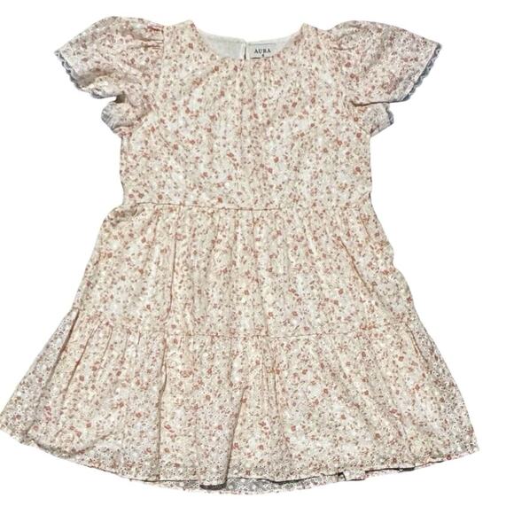 AURA Dresses & Skirts - Aura Tiered Babydoll Dress Small Eyelet Floral Ditsy Print Prairie Bohemian Boho